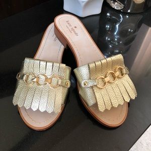 Kate Spade ‘Brie’ Gold Slide Sandals
